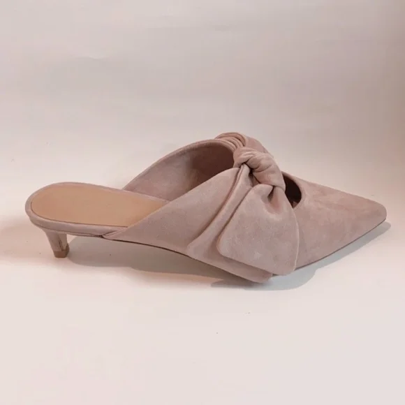 JOIE Caleah Peach Pink Suede Mules Kitten Heel Pointed Toe Sandal Leather Pumps - Picture 9 of 15